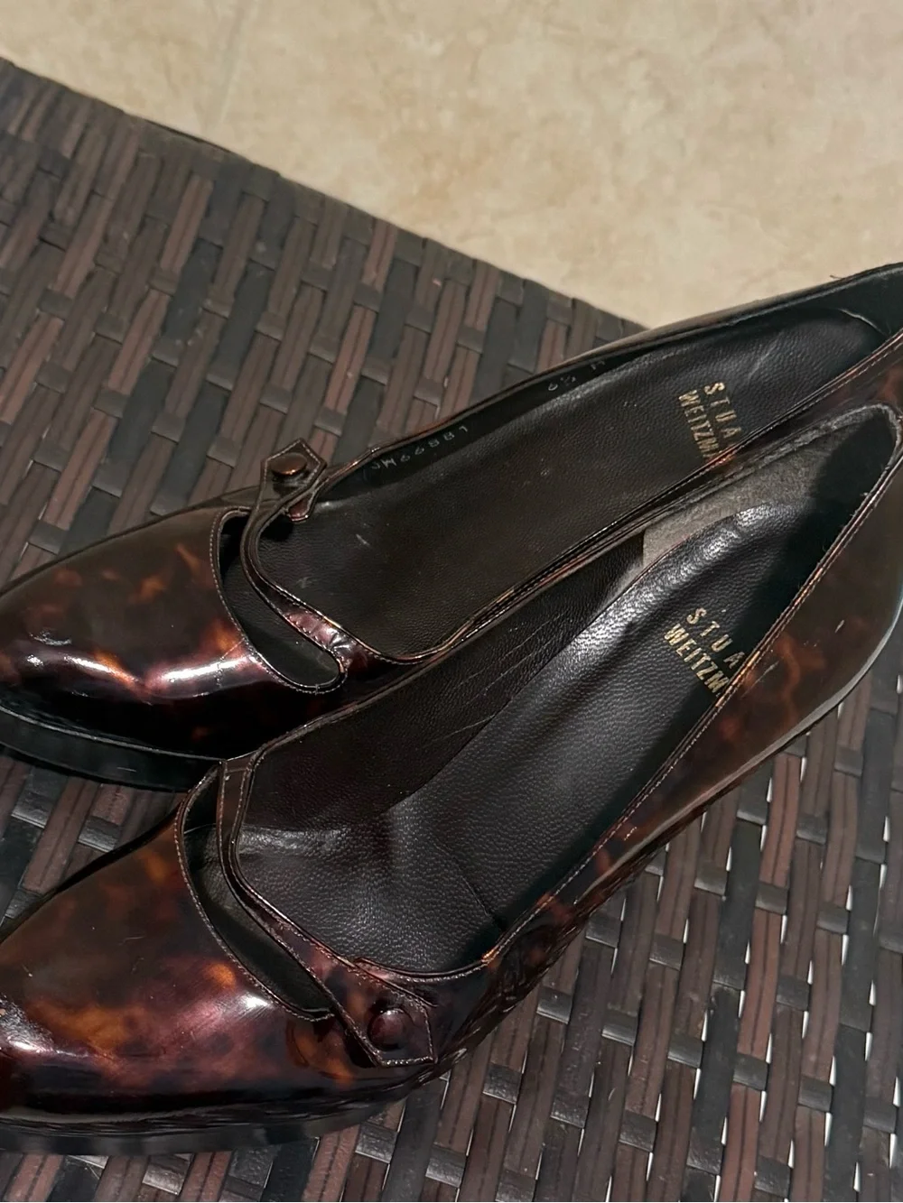 Women’s Tortoiseshell Patent Platform Pumps - Brown Stuart Weitzman size 6.5